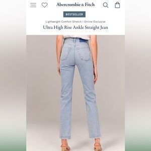 Abercrombie & Fitch Ultra High Rise Ankle Straight Light Wash Jeans Curve Love